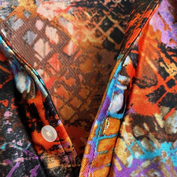 Vintage 70s Lilly Dache Shirt Mens Artsy Polyester Large Disco MCM Hipster RARE - Picture 8 of 9